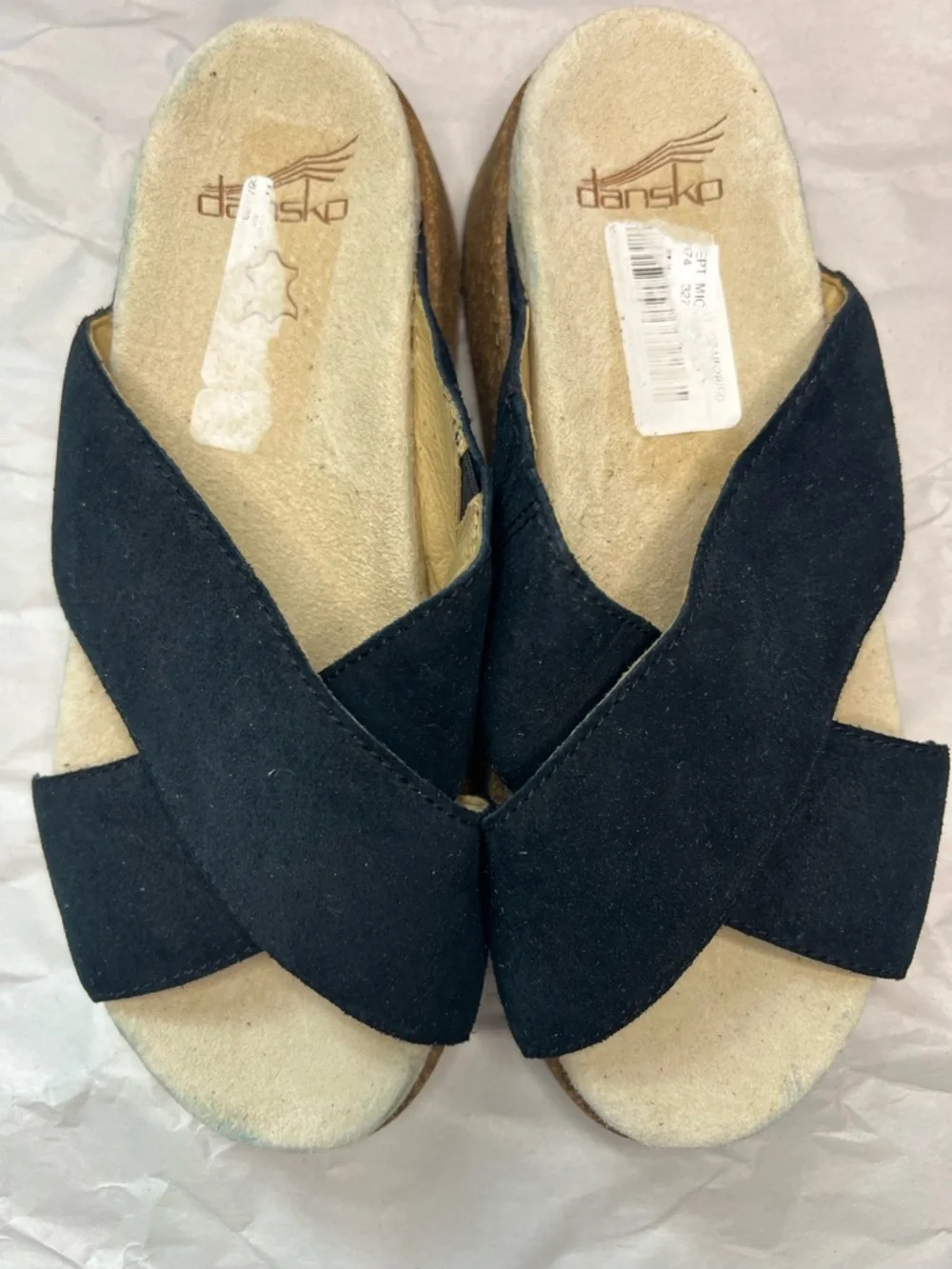 Dansko Bridget Platform Wedge Slide Sandal in Black Size 38/7-7.5